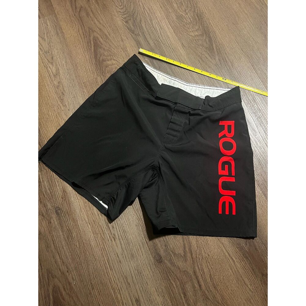 Rogue Fitness Fight Shorts Black Red Logo Crossfit Gym Training